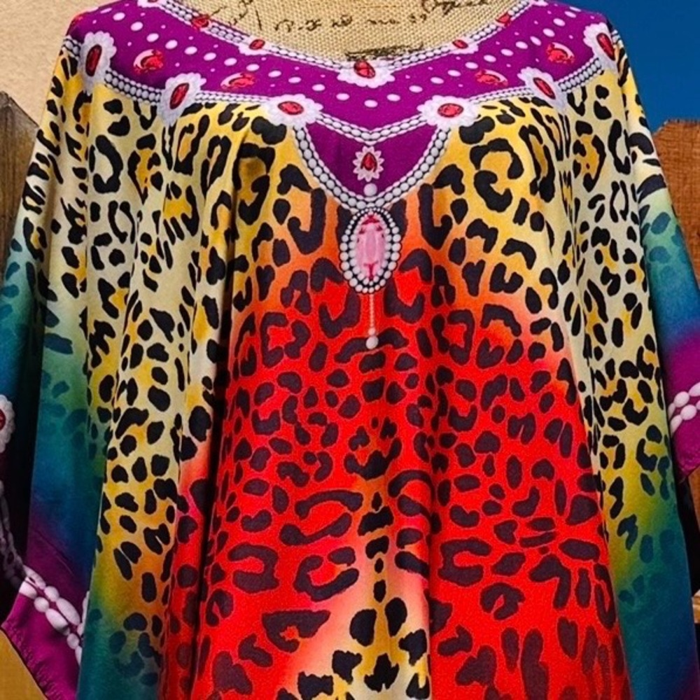 Vibrant Leopard Print Multicolor Kaftan Bundle 2 & get $ off